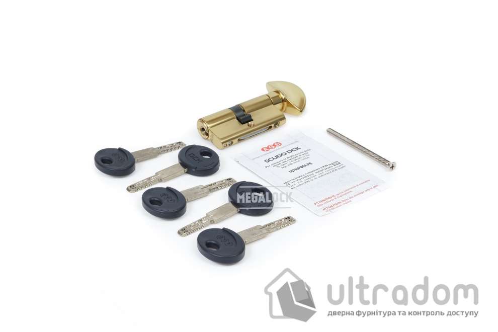 Цилиндр AGB SCUDO DCK 90 мм (45/45Т) ключ/тумблер латунь (С12010.40.40)
