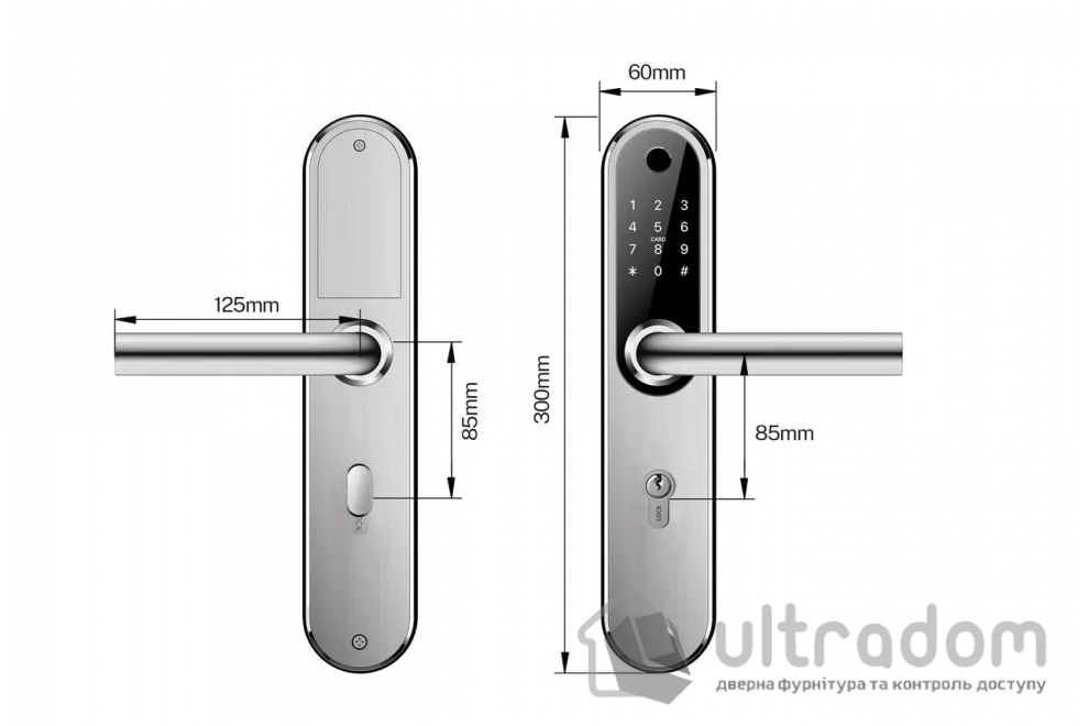 Умный дверной биометрический замок SEVEN LOCK SL-7768BF (85мм) black (без врезной части)