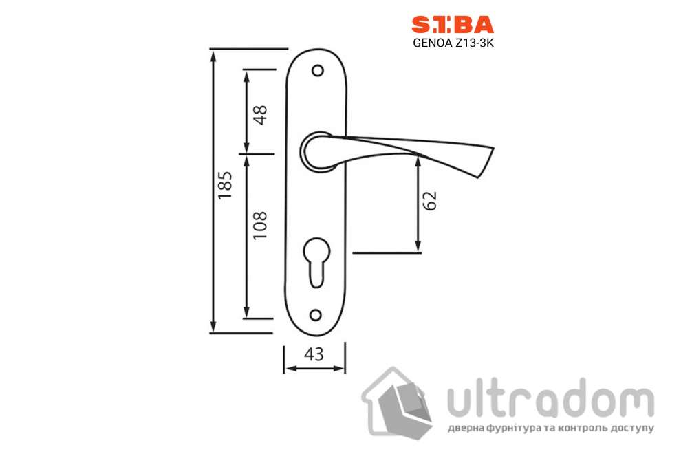 Дверная ручка на планке под ключ (62мм) SIBA Genoa, матовый кофе (Z13 3K 85 85)