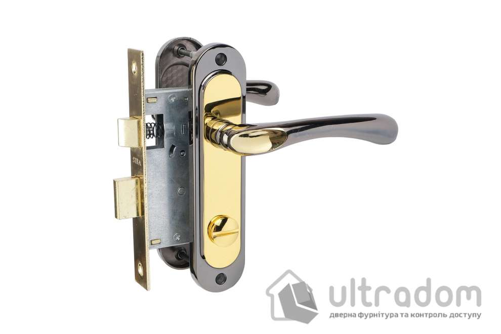 Комплект межкомнатных ручек SIBA Palermo WC 62 мм с механизмом, графит/латунь (Z14-5K-06-09+105070РВ)