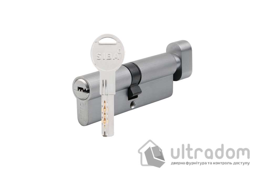 Цилиндр дверной SIBA ключ-вороток 90 мм (45х45Т) матовый никель (40.10.40/BTSCZ)