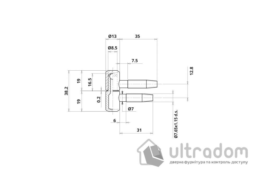 Петля ввертная  OTLAV  Ø13  2-х штыревая, бихром, 100 шт (030130A)