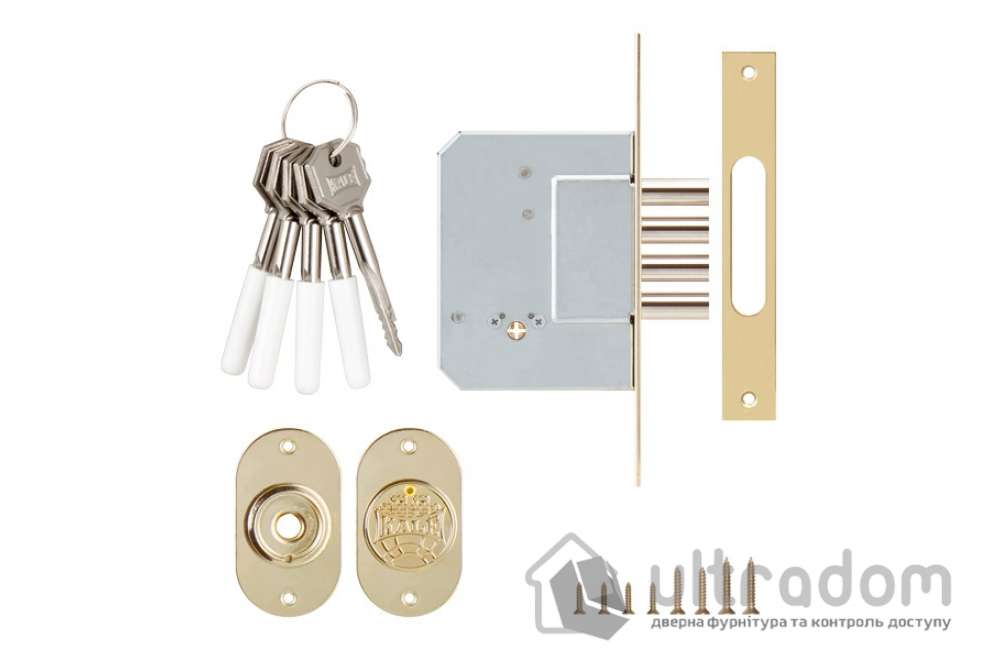 Замок дополнительный KALE 189/4MF, крестовый ключ (5 шт), латунь (189-4MF/5-РВ)