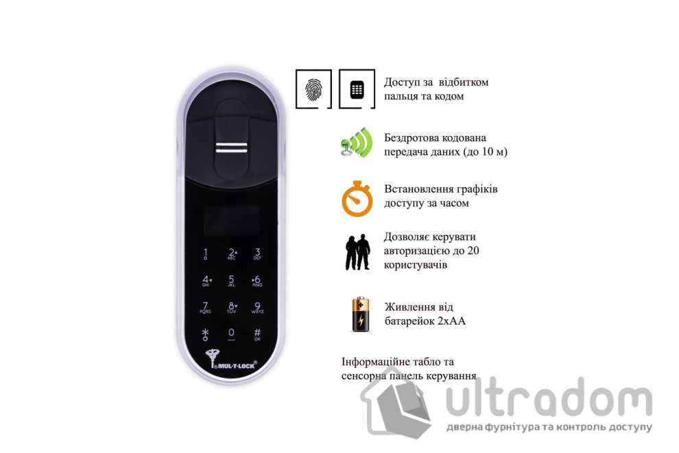 Електронний зчитувач MUL-T-LOCK ENTER Fingerprint доступ по відбиткам пальця + код