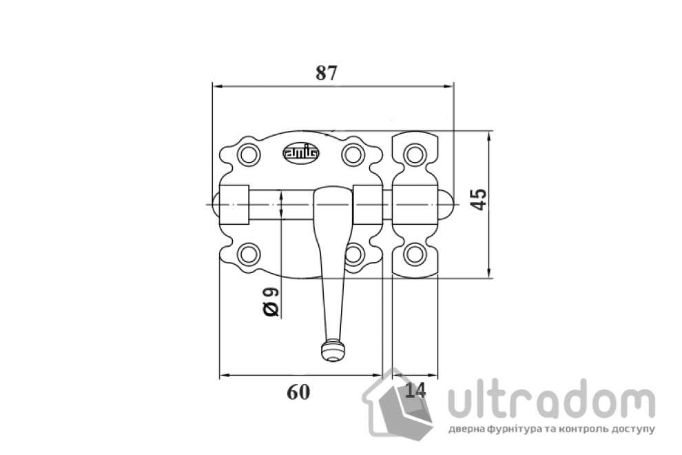 Шпингалет накладной кованый AMIG мод.484