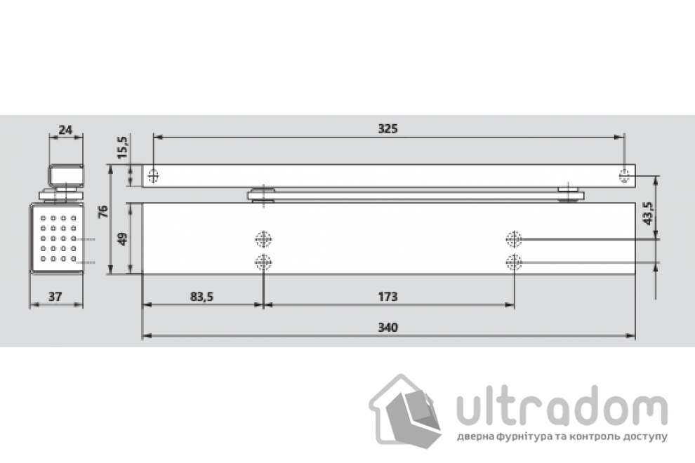 Доводчик дверной Dorma TS 97 EN2-4, дверь до 80 кг