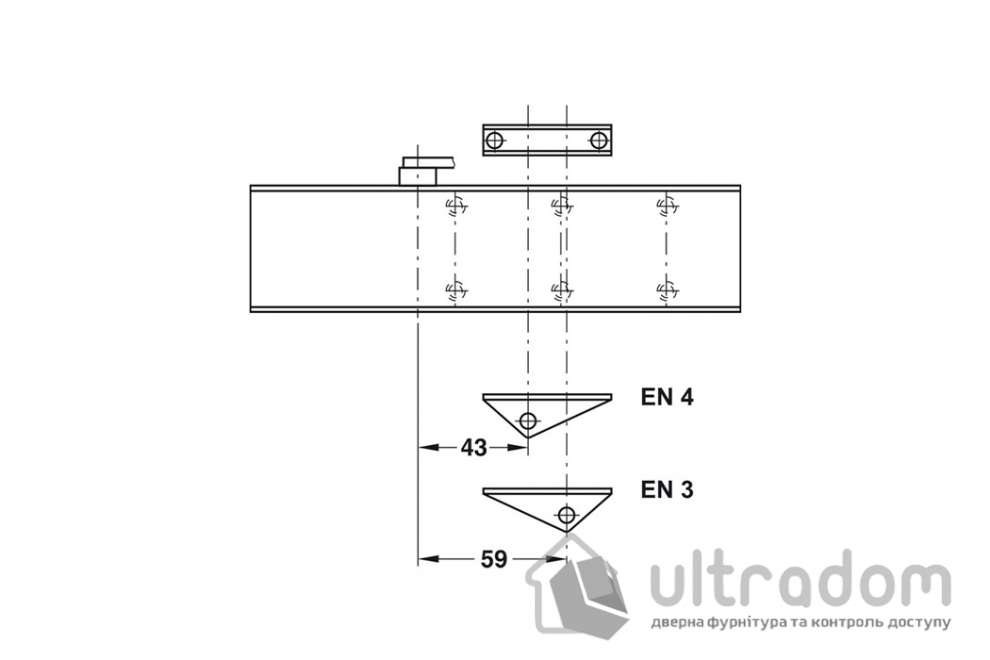 Корпус дверного доводчика Dorma TS 71 EN3/4, дверь до 80 кг