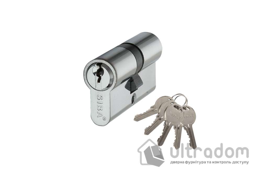 Комплект врезного замка с ручками SIBA Osimo 85 мм з цилиндром, матовый хром/хром