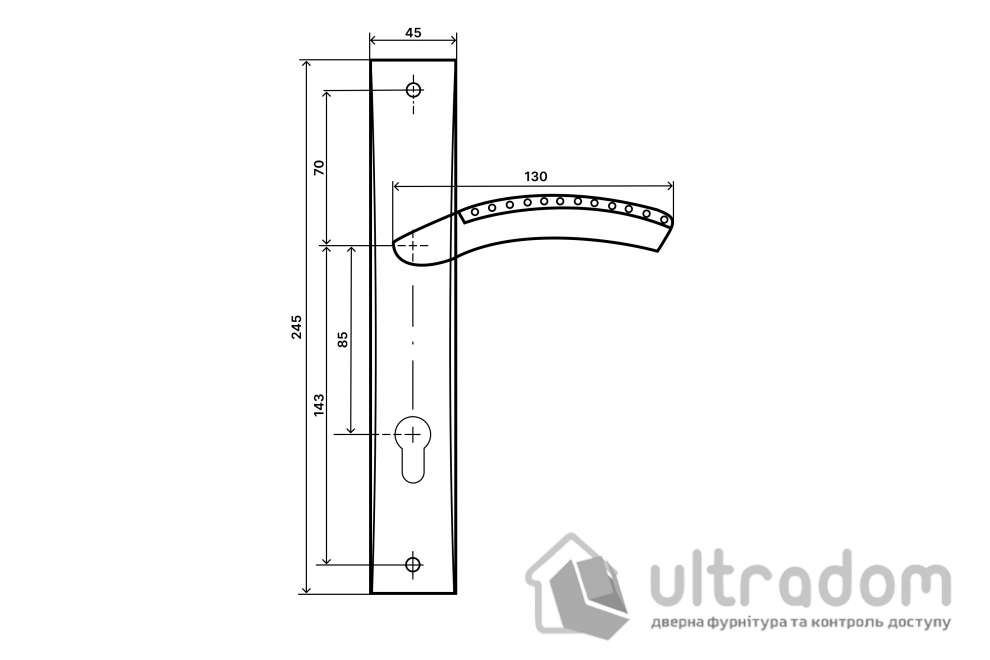 Дверная ручка на планке под ключ (85 мм) SIBA Bari Eco, античная бронза (A05-3-80-80)