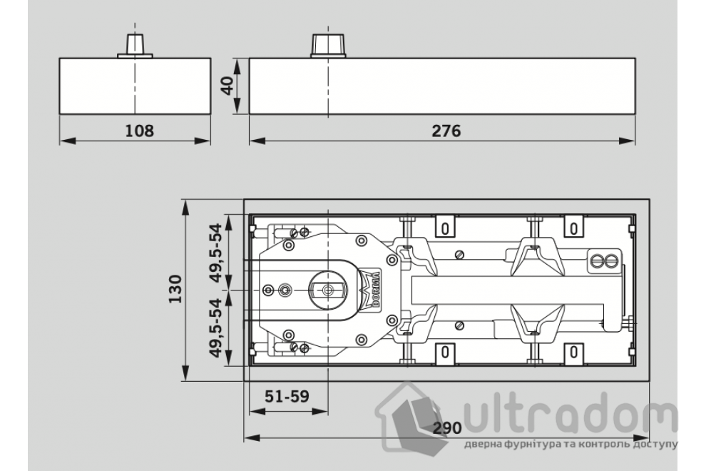 Доводчик напольный Dorma BTS 65 EN4, дверь до 80 кг (корпус)