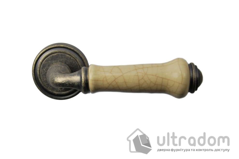 Ручка дверная на розетке SIBA LYSBON античная бронза / керамика (С01 0 82 40)