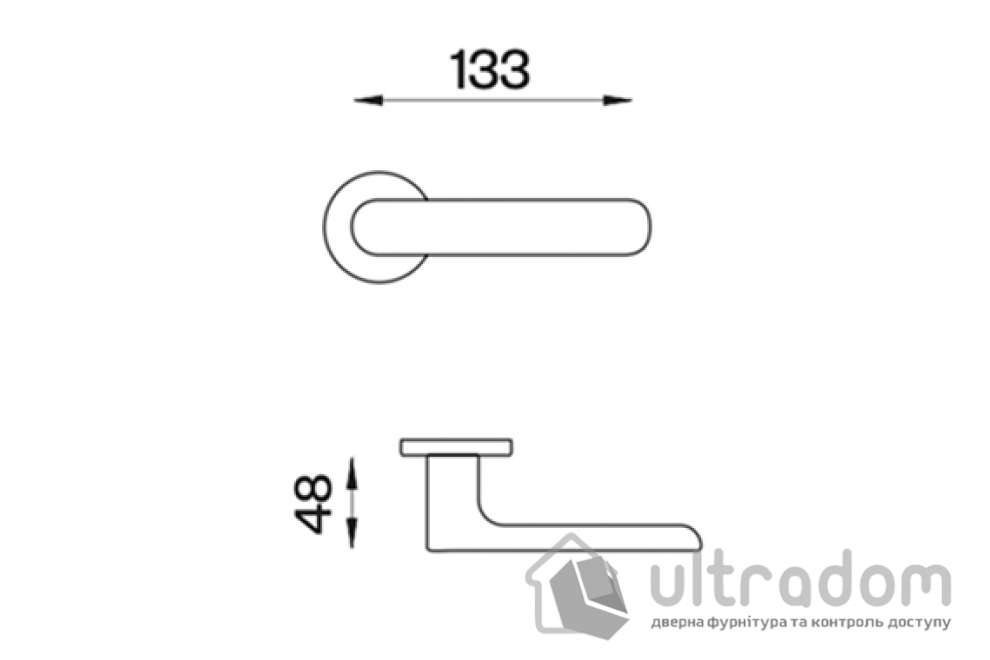 Дверная ручка DND by Martinelli SPOT на круглой розетке VIS матовый хром