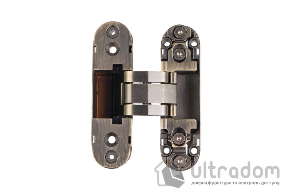 Скрытая дверная петля SIBA GM02 110х30 мм, античная бронза с колпачками (GM02-AB)