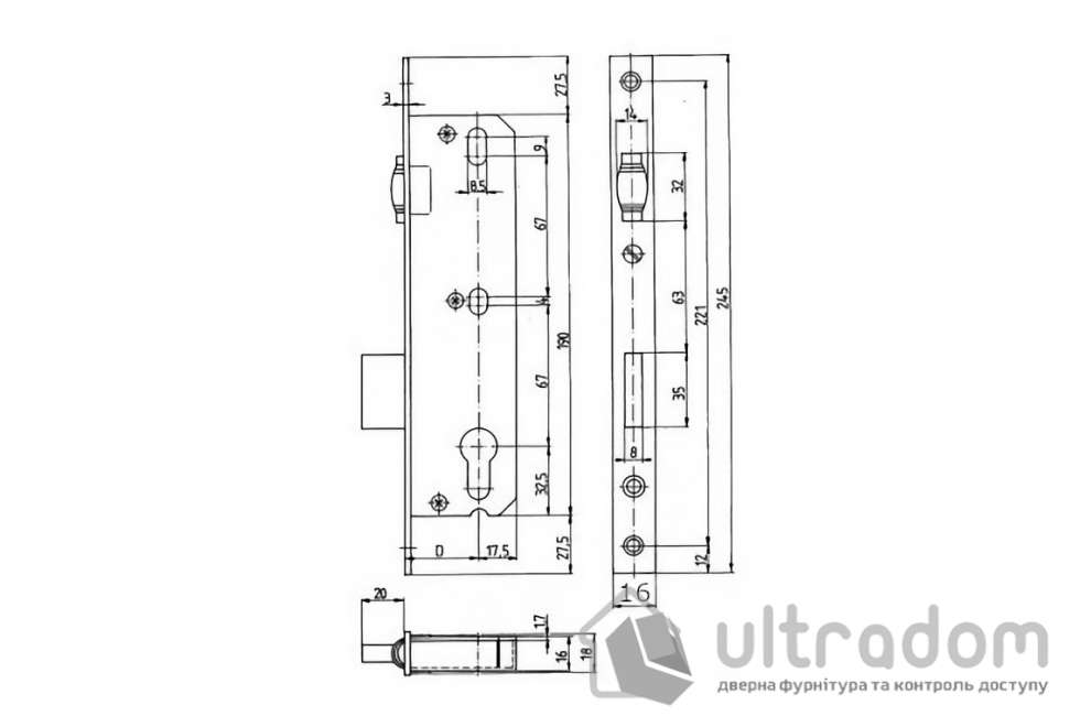 Замок с роликом KFV RES 51-PZW B=25 мм, для пластиковых дверей (3274460)