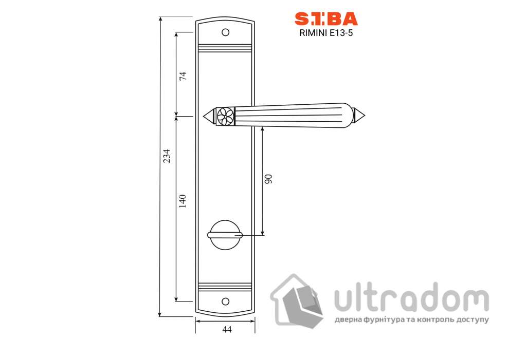 Ручка межкомнатная WC (90 мм) на планке SIBA RIMINI мат. античная бронза (Е13 5 82 82 90)