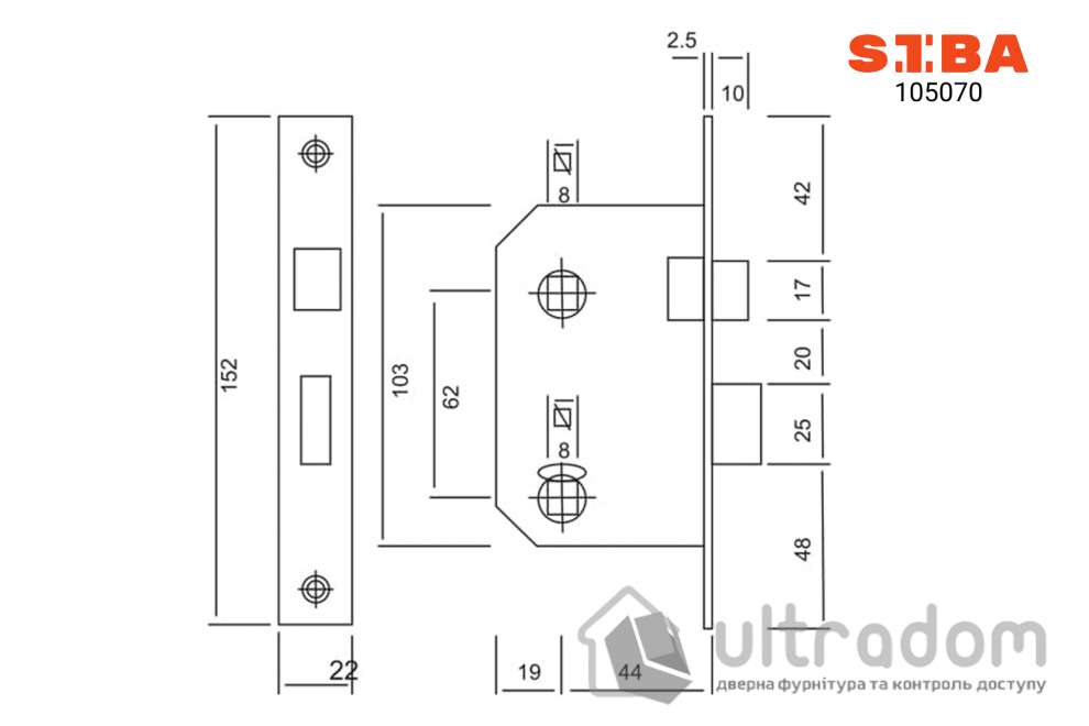 Комплект межкомнатных ручек SIBA Palermo WC 62 мм с механизмом, тёмное золото