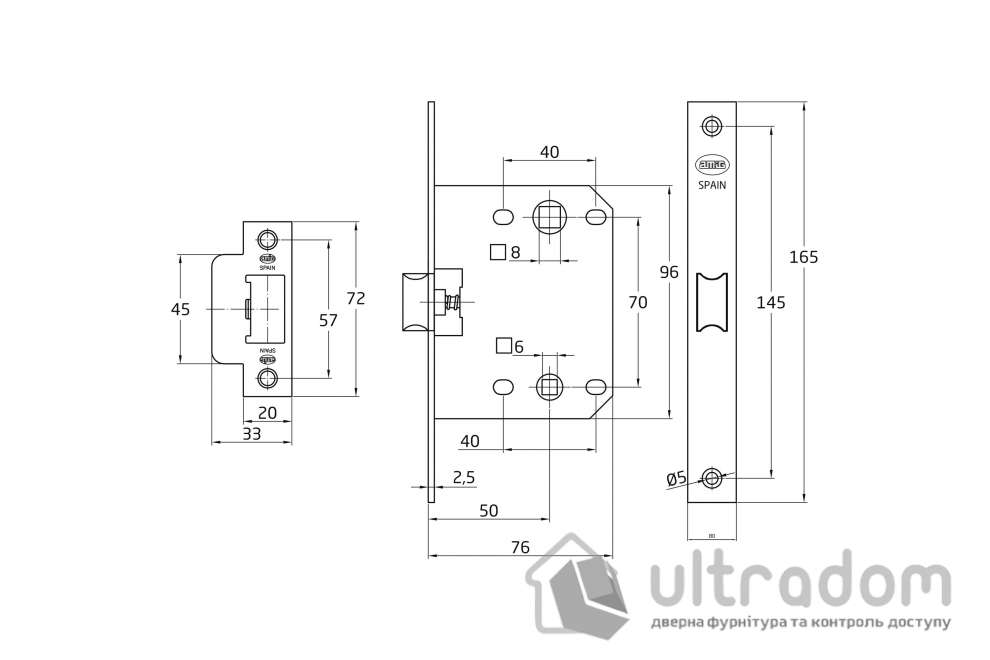 Врезной межкомнатный замок WC AMIG мод.3100U 70 мм, матовый никель (24591)