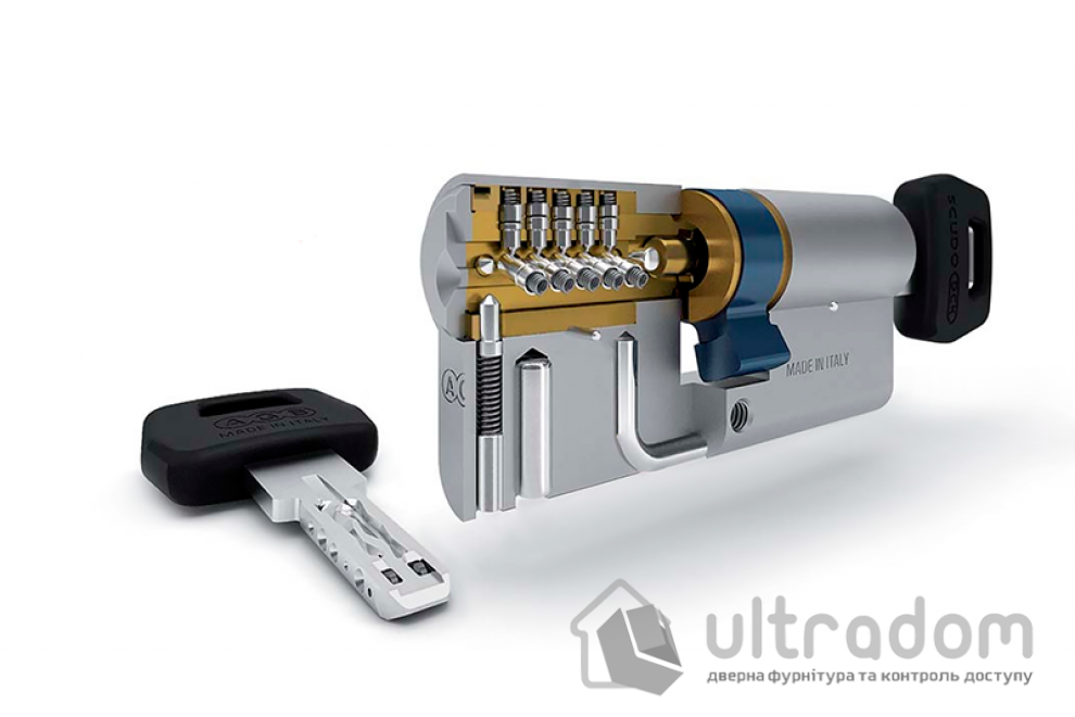 Цилиндр AGB SCUDO DCK 80 мм (30/50Т) ключ/тумблер латунь (С12010.55.25)