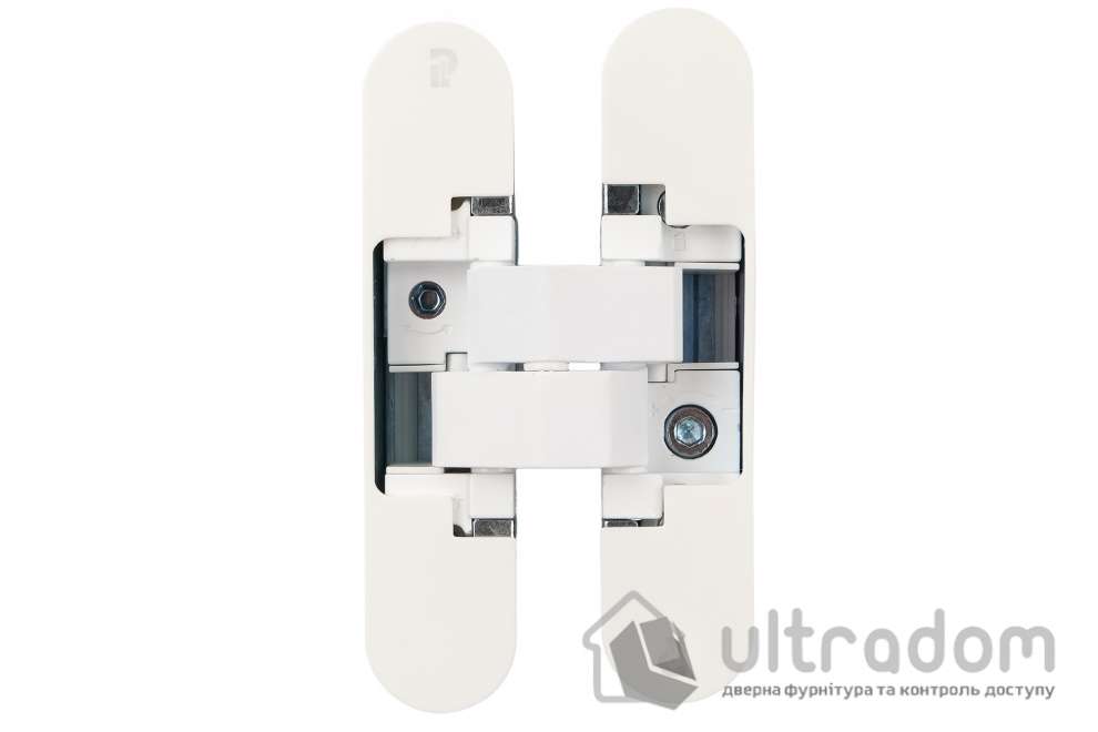 Скрытая петля Profitlock PL160 3D – 24×110 мм, для дверей 60 кг, белая матовая (PL160.WH)