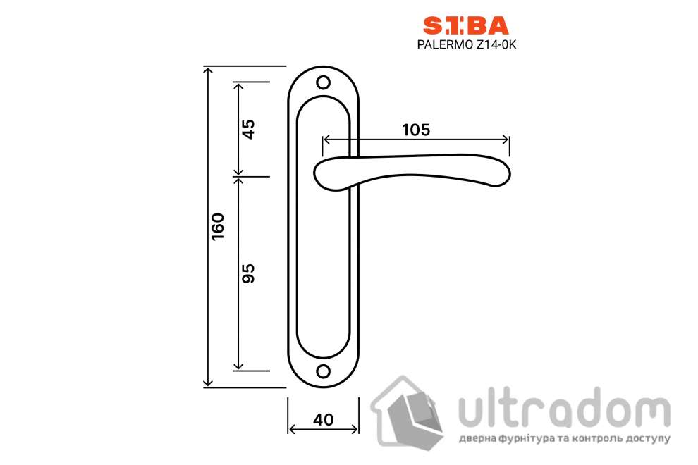 Комплект межкомнатных ручек SIBA Palermo 62 мм с механизмом, хром (Z14-0K-07-07+10145-СР)