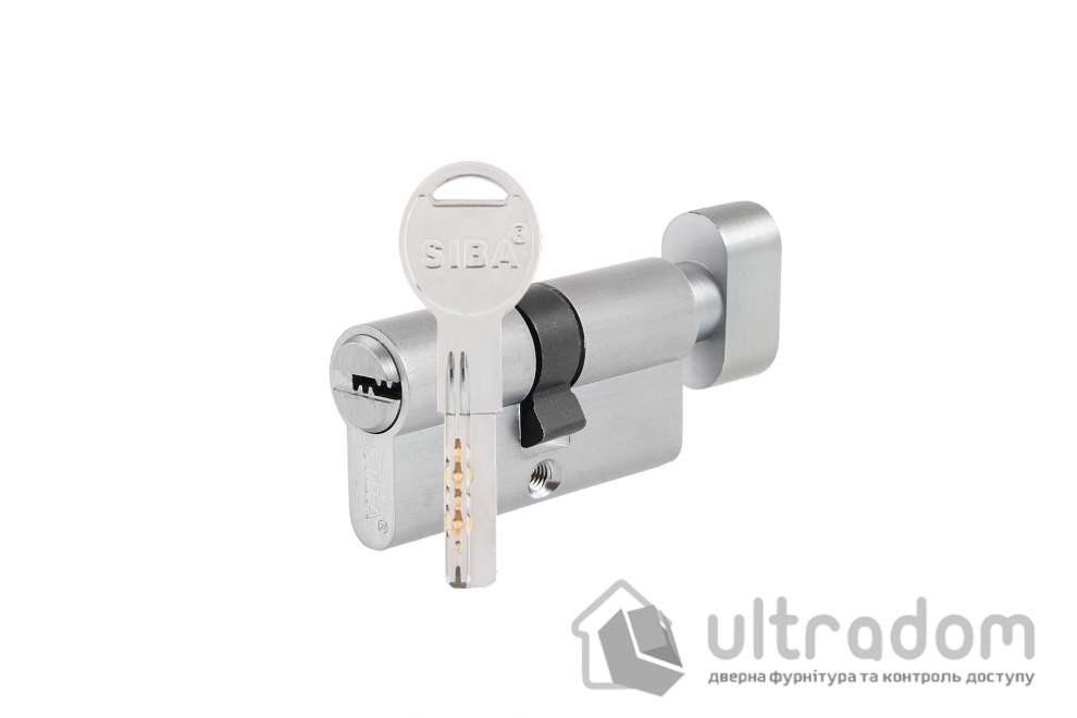 Цилиндр дверной SIBA ключ-вороток 60 мм (30х30Т) матовый хром (25.10.25-BTMCZ)