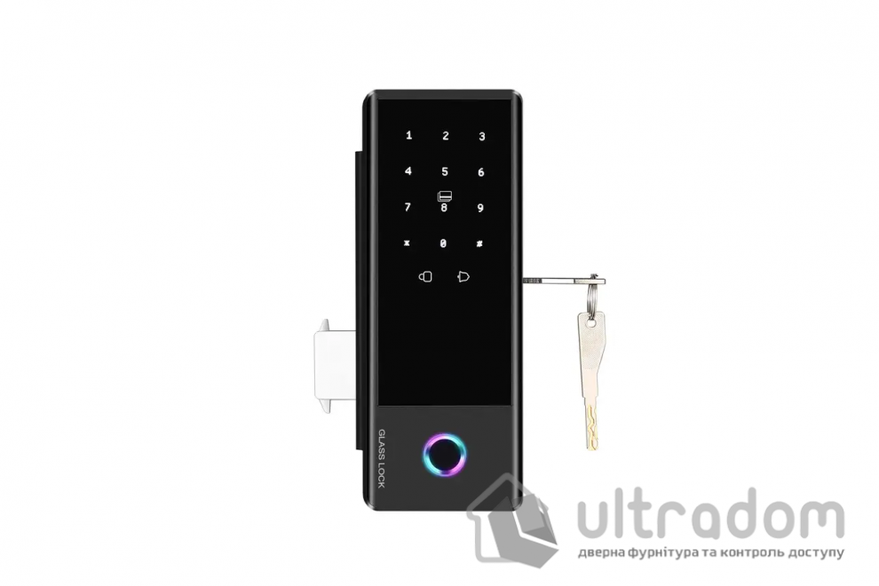 Умный биометрический замок на стеклянную дверь SEVEN LOCK SL-7776BF black