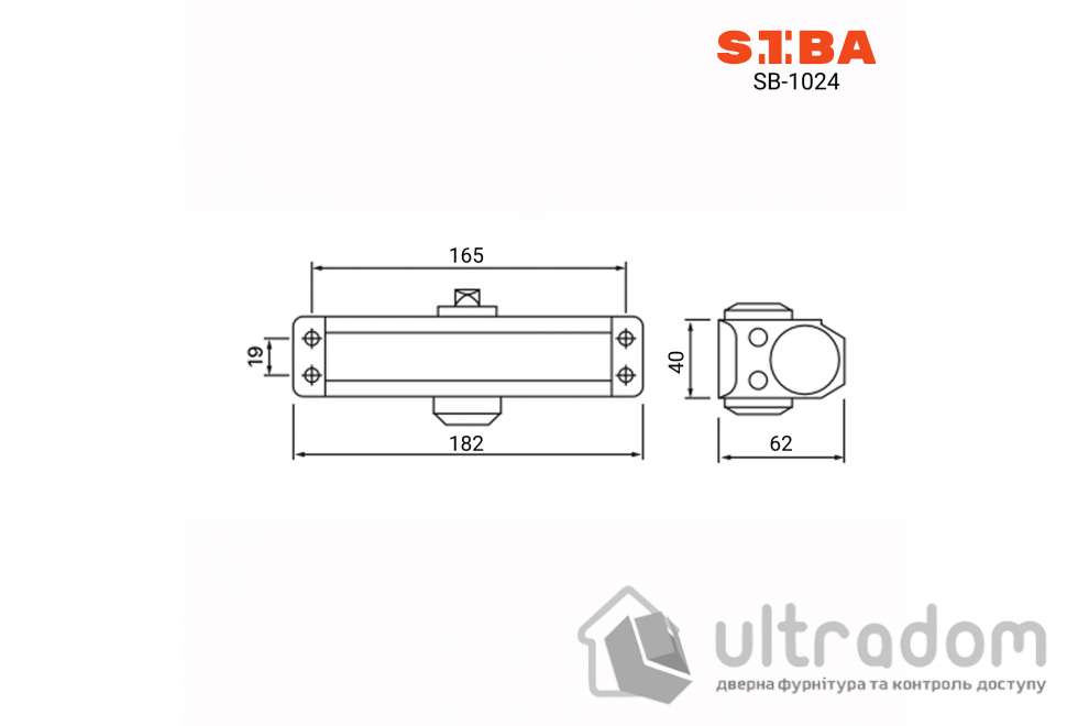 Доводчик двери SIBA SB-1024 EN2/3/4 до 80 кг