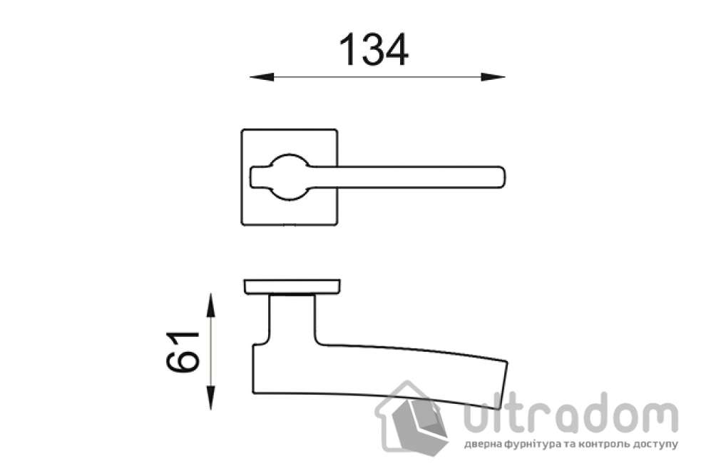Дверная ручка DND by Martinelli SAN 2 на квадратной розетке VIS &nbsp;матовый хром