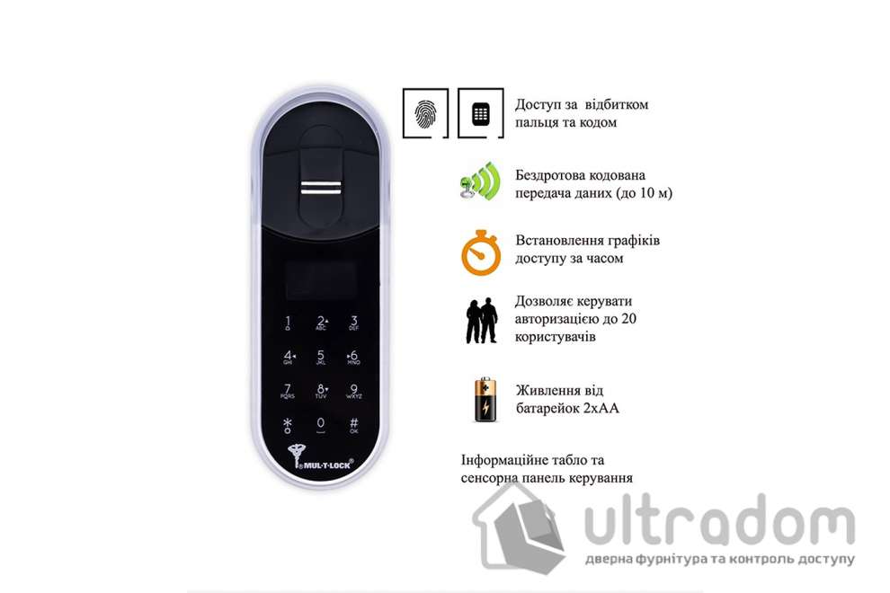 Електронний контролер MUL-T-LOCK ENTR  з Fingerprint доступ по відбиткам пальця + код