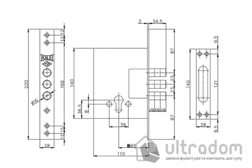 Замок врезной дополнительный KALE 257 PLUS (257-PLUS)