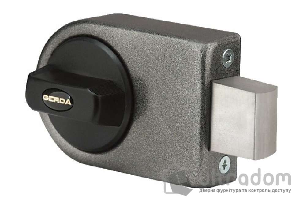 Замок накладной GERDA ZN 100, цилиндр RIM E1, графит (ZN-100)