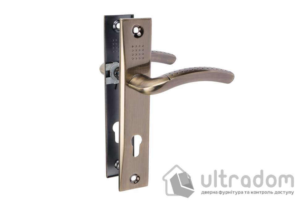 Дверная ручка на планке под ключ (85 мм) SIBA Bari Eco, античная бронза (A05-3-80-80)