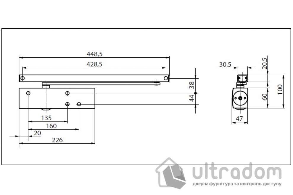 Доводчик дверной GEZE TS3000 V EN1-4, дверь до 80 кг (корпус)