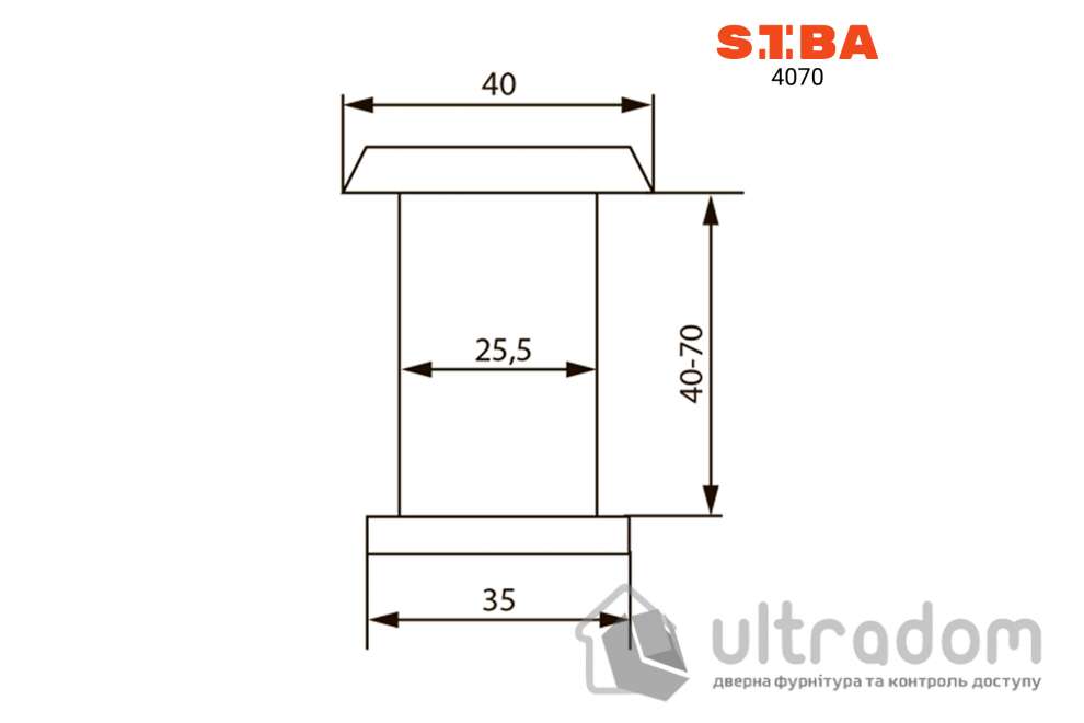Дверной глазок SIBA Д-26 мм, античная бронза (40-70 мм)