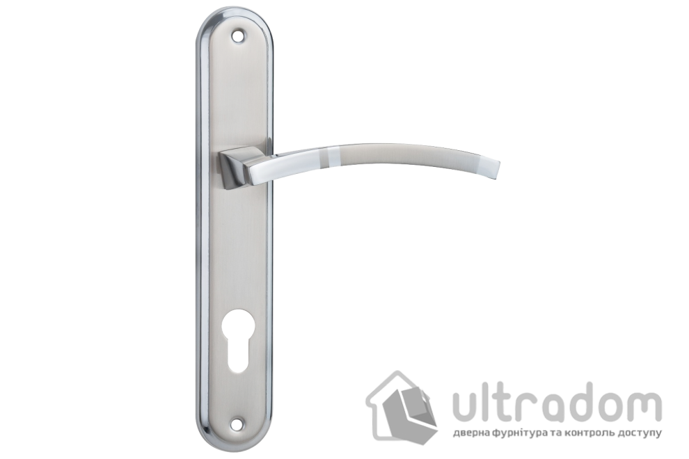 Дверная ручка на планке под ключ (85мм) SIBA ASSOS, матовый никель/полированный хром (A35 3 22 07)