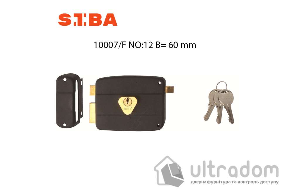 Замок накладной SIBA 10007/Е NO:12 с защёлкой