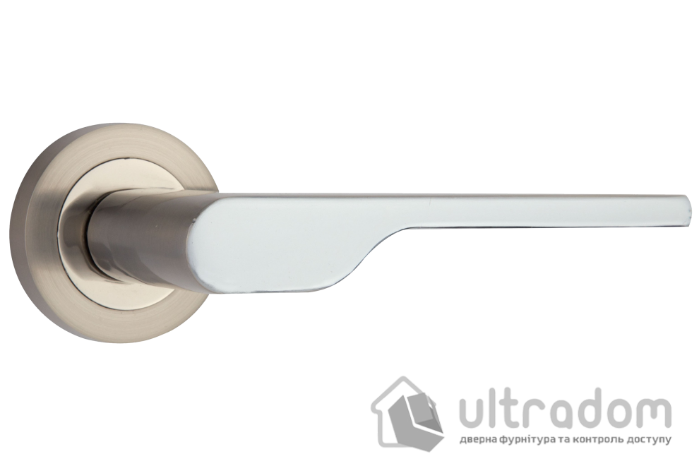 Ручка дверная на розетке SIBA EFES матовый никель /  полированный хром (A57 0 22 07)