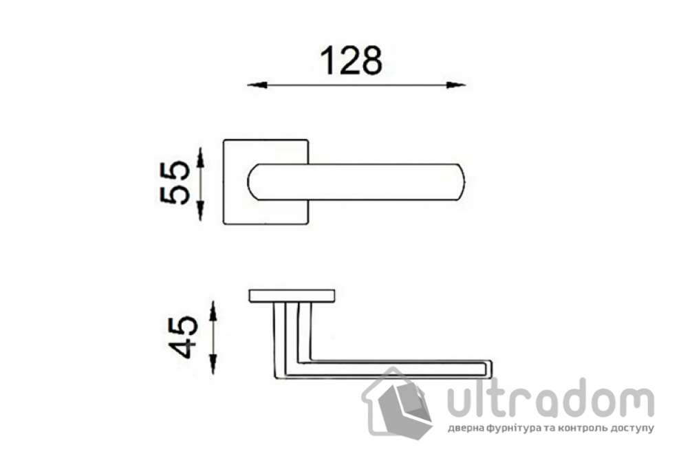 Дверная ручка DND by Martinelli LUCE 02 на квадратной розетке 55 мм, матовый хром