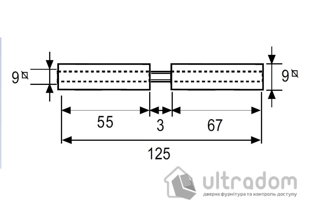 Шток TESA CD9X559X67 9х9мм/9х9мм разделенный 55х67 мм