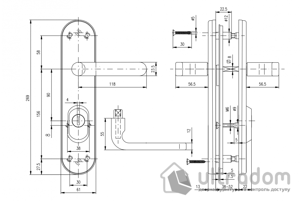 Фурнитура защитная ROSTEX SOLID-PRO+ F 4 класс ручка-кноб 90 мм титан PVD