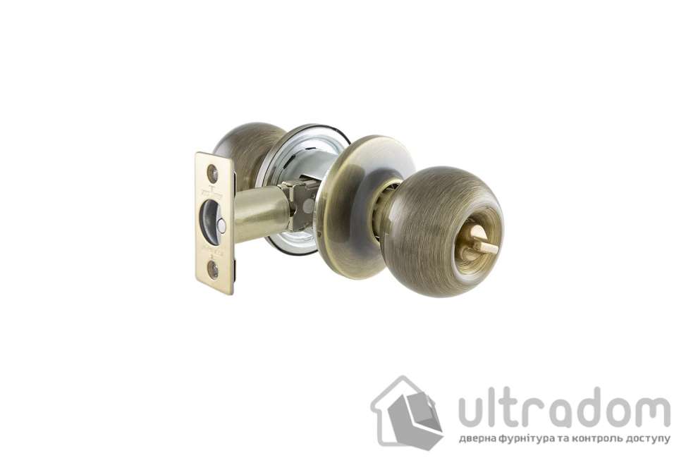 Ручка-кноб TESA BOLA KNOBSET 3900U0 с замком и фиксатором, античная латунь (TES-3900U0LA)