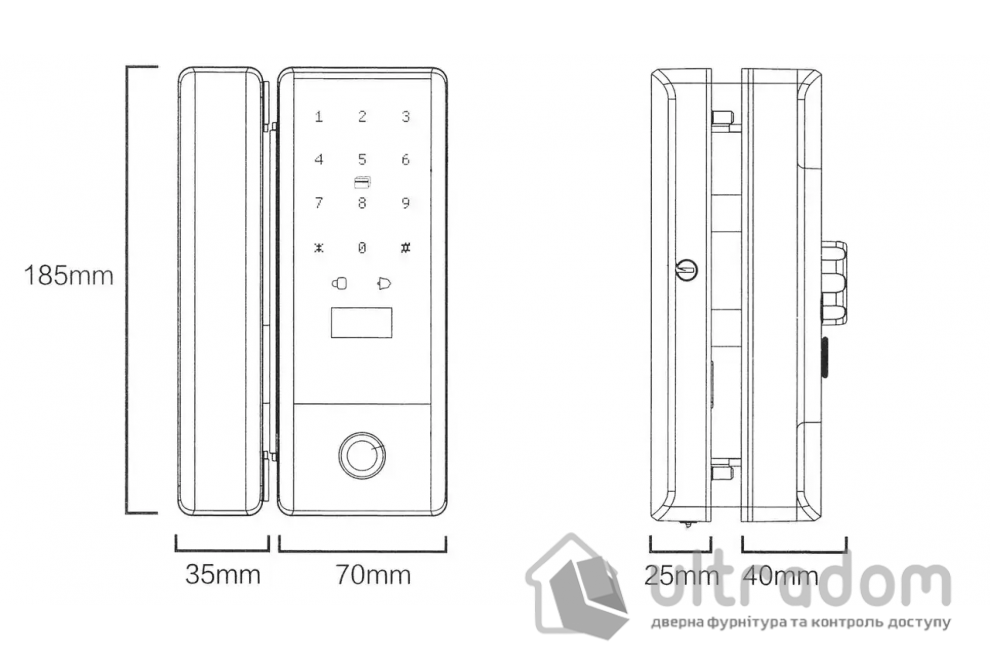 Умный биометрический замок на стеклянную дверь SEVEN LOCK SL-7776BF black