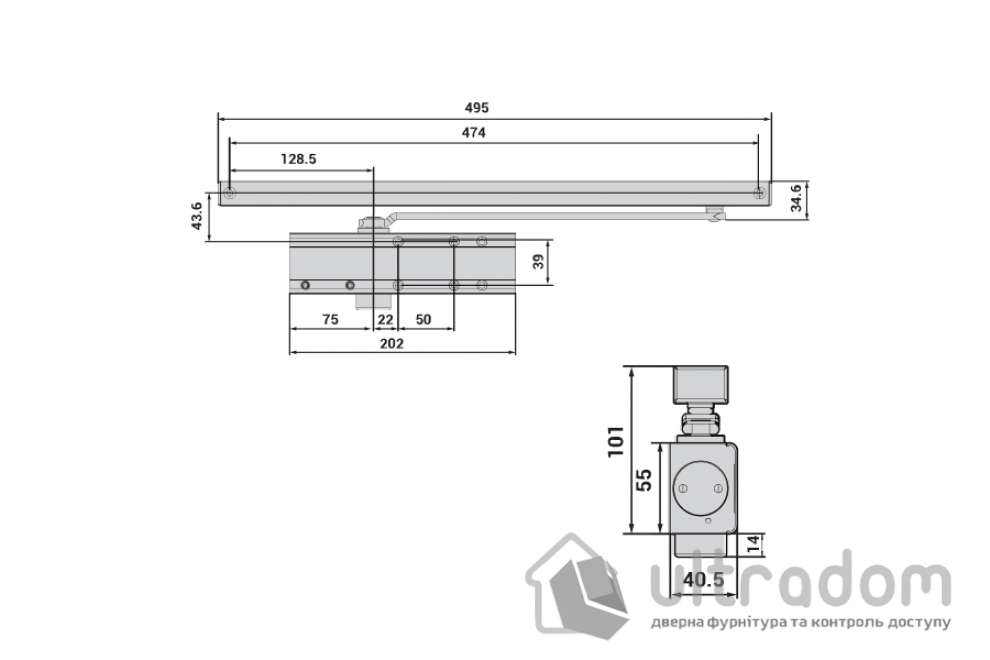 Дверной доводчик CISA C2011.03.0.97 Professional Plus2 SLD HO с фиксацией до 60 кг