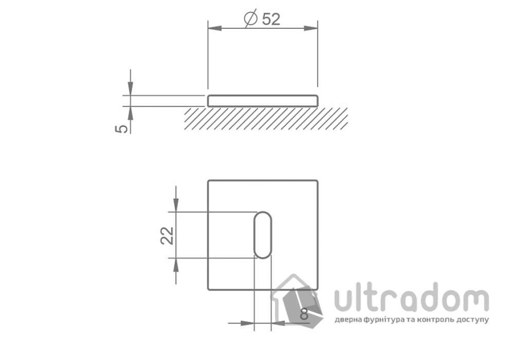 Накладка под ключ буратино BB TUPAI 4048Q 5S тонкая розетка, квадратная