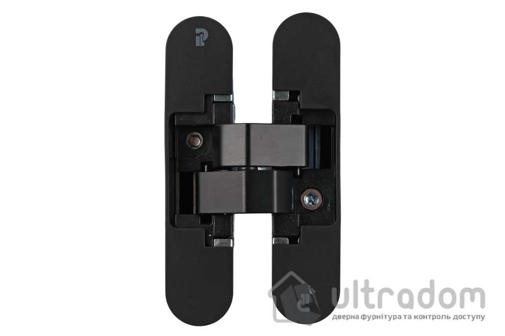 Скрытая петля PL140 3D – 24×110 мм, для дверей 40 кг, чёрная матовая