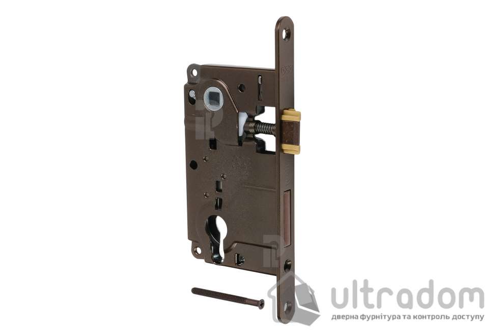 Врезной межкомнатный замок AGB Centro PZ, 85/50 мм, коричневая бронза (B01025.50.22)