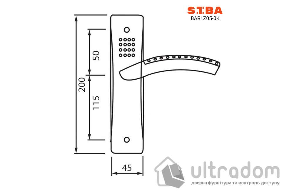 Ручка межкомнатная проходная на планке SIBA Bari, античная бронза/золото (Z05 0K 80 90)