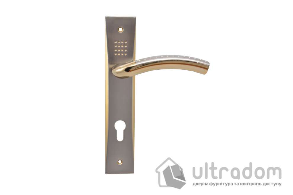 Дверная ручка на планке под ключ (85-62 мм) SIBA Bari мат.никель-золото