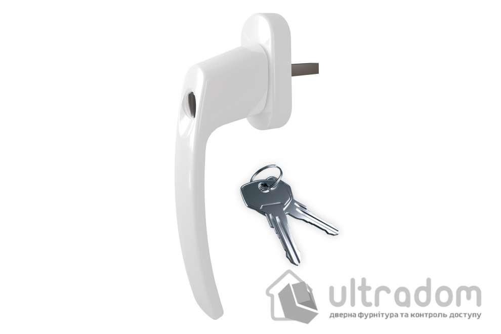 Ручка оконная с замком ASTEX Venera WH 108, белая (WH108-RAL9016)