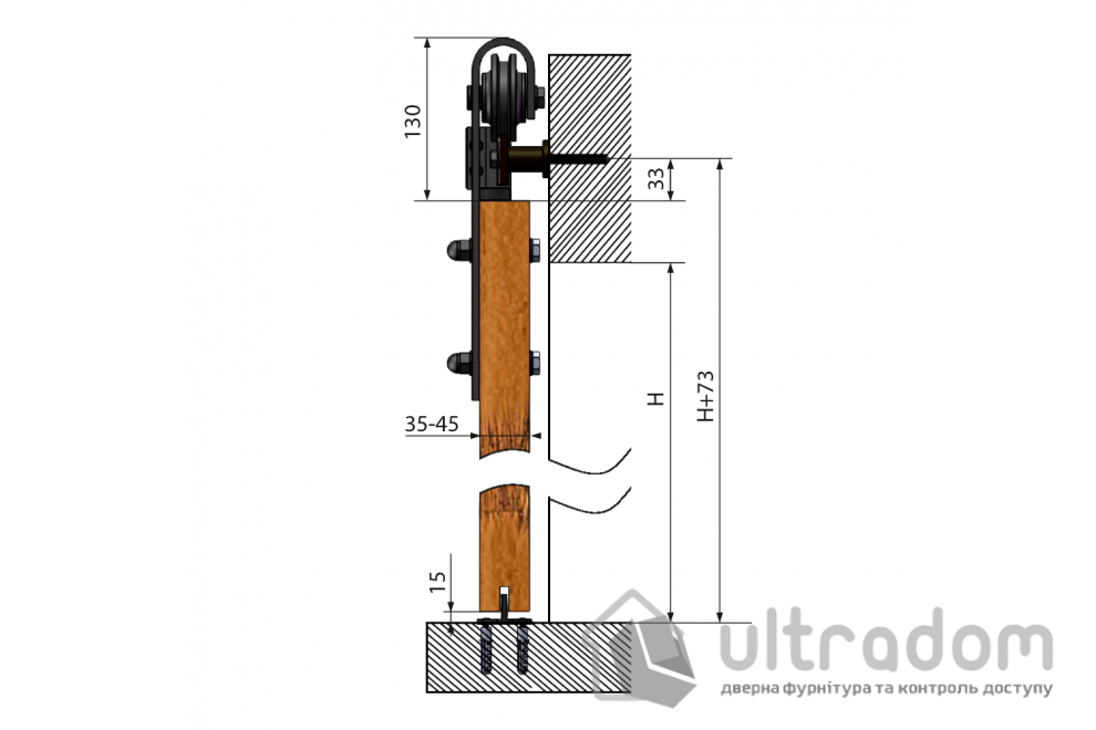 Комплект подвесной раздвижной системы Valcomp REA RE20 в стиле LOFT, 2 х 1 м (213-470)